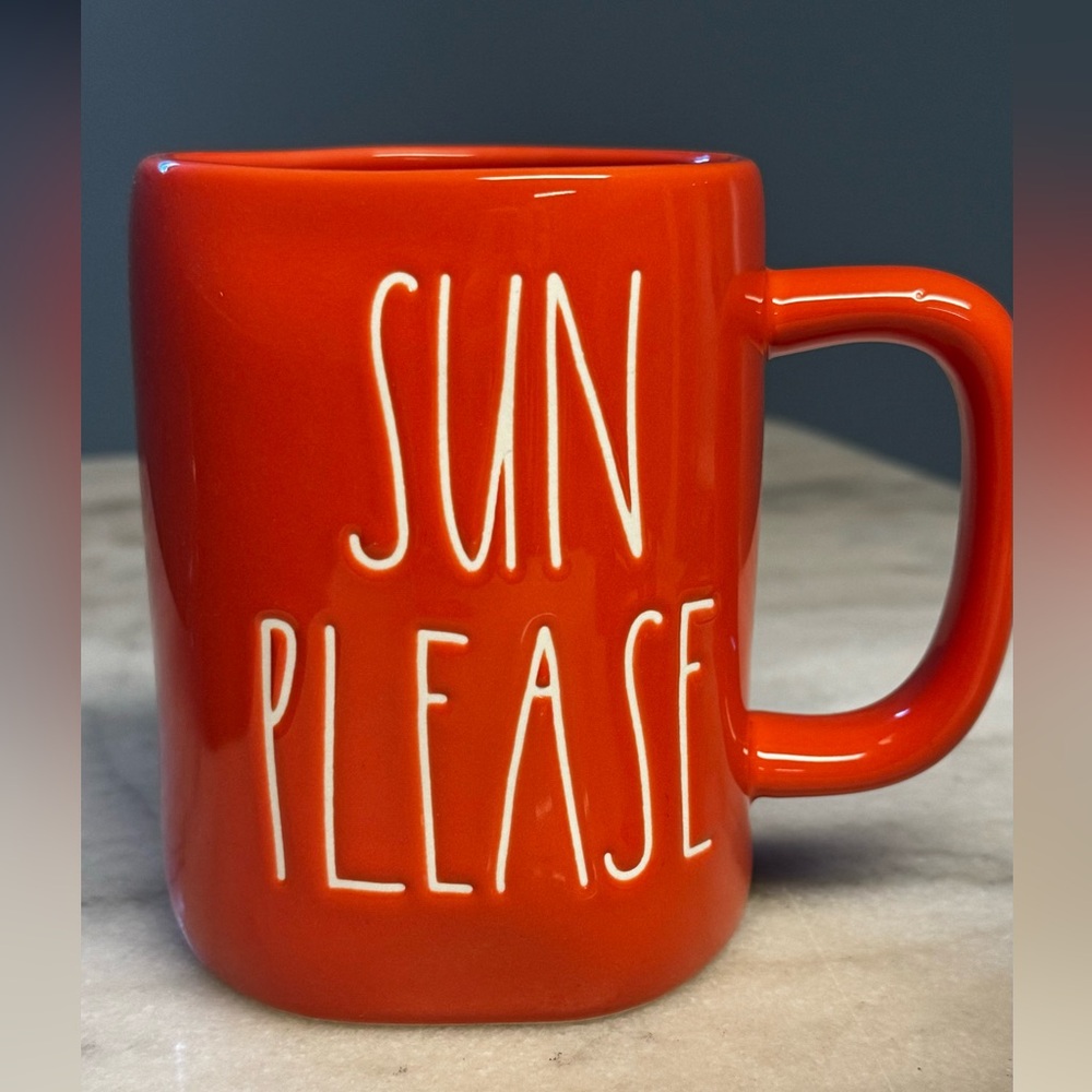 Rae Dunn Sun Please mug - peach colored